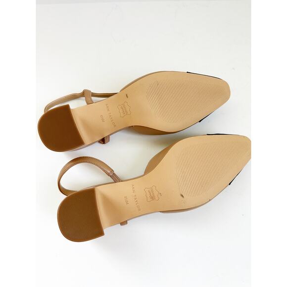 NWOB Ann Taylor Leather Slingback Block Heels in Desert Sand 9.5M - Picture 5 of 5